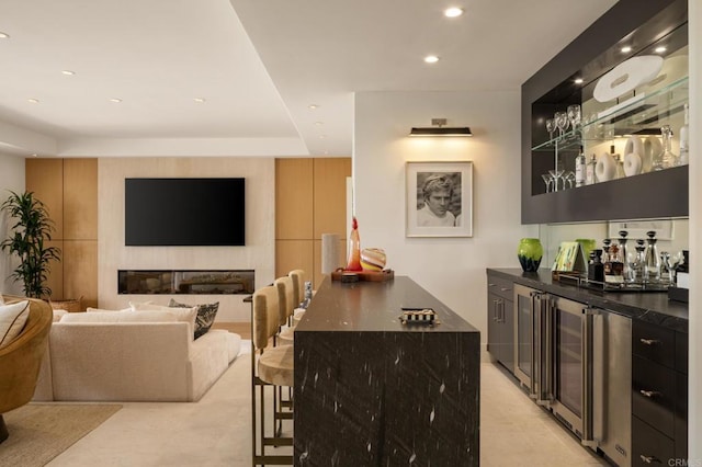 7888 Muirfield Way, Rancho Santa Fe, CA 92067 - indoor dry bar featuring recessed lighting and beverage cooler