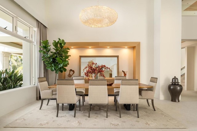 7888 Muirfield Way, Rancho Santa Fe, CA 92067 - carpeted dining area with a high ceiling