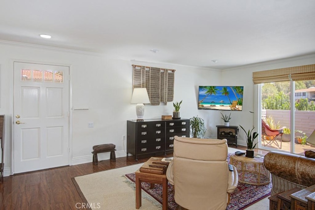 3179 Alta Vis Unit A, Laguna Woods, CA 92637 - living room featuring crown molding and wood finished floors
