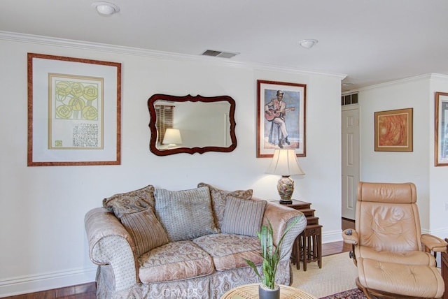 3179 Alta Vis Unit A, Laguna Woods, CA 92637 - living room featuring wood finished floors and ornamental molding