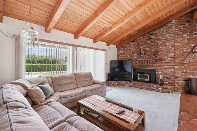 6020 Valley Sage Rd, Acton, CA 93510 - living room with wood ceiling and brick wall
