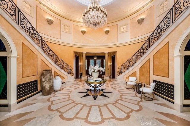1129 Via Mirabel, Palos Verdes Estates, CA 90274 - community lobby featuring stairway, a high ceiling, and ornamental molding