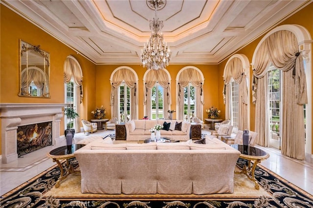 1129 Via Mirabel, Palos Verdes Estates, CA 90274 - lobby featuring ornamental molding and coffered ceiling