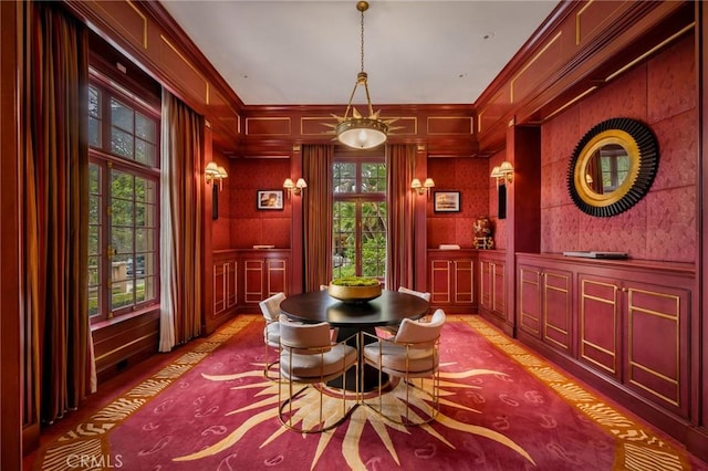 1129 Via Mirabel, Palos Verdes Estates, CA 90274 - dining room featuring a decorative wall, light wood finished floors, and crown molding