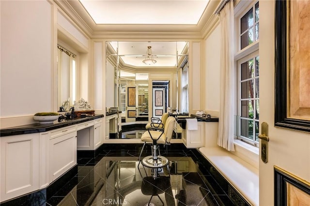 1129 Via Mirabel, Palos Verdes Estates, CA 90274 - bar area with granite tiled floors and ornamental molding