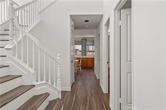 27545 Wellsley Way, Valencia, CA 91354 - entrance foyer with dark wood finished floors and stairway