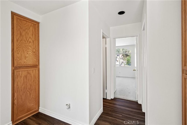 27545 Wellsley Way, Valencia, CA 91354 - hallway featuring dark wood-style flooring and baseboards