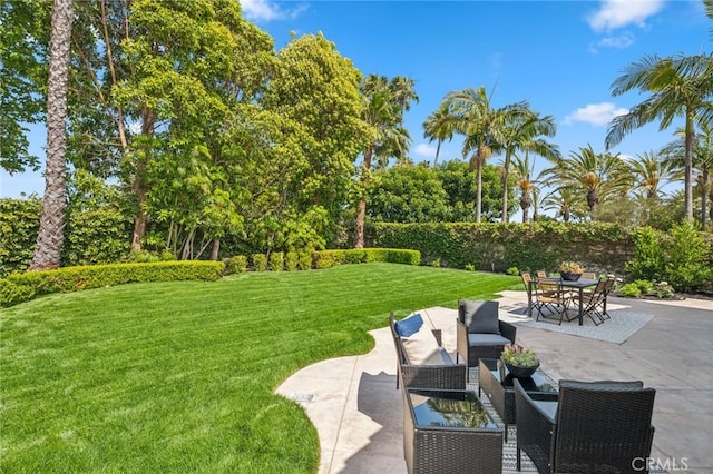 38 San Raphael, Dana Point, CA 92629 - view of grassy yard with a patio area and outdoor lounge area