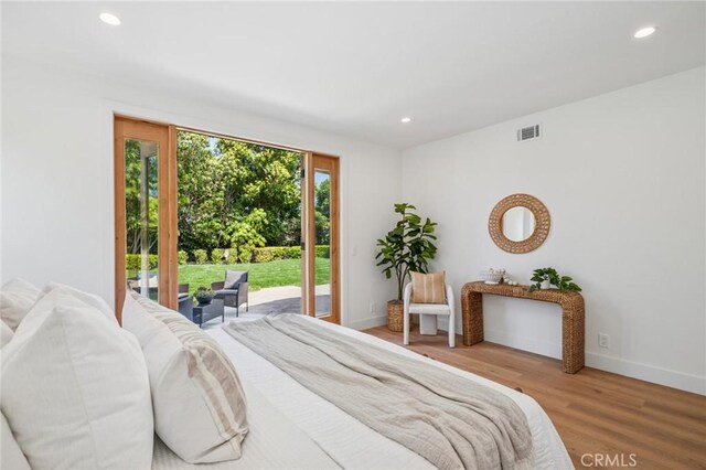 38 San Raphael, Dana Point, CA 92629 - bedroom featuring access to outside, wood finished floors, and recessed lighting