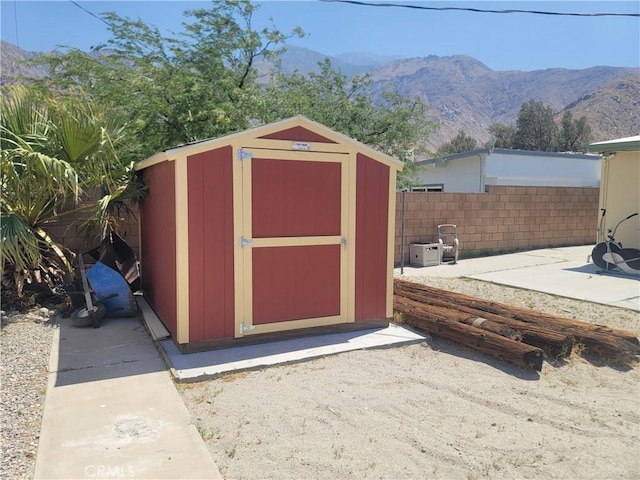 15845 La Vida Dr, Palm Springs, CA 92262 - view of shed featuring a mountain view