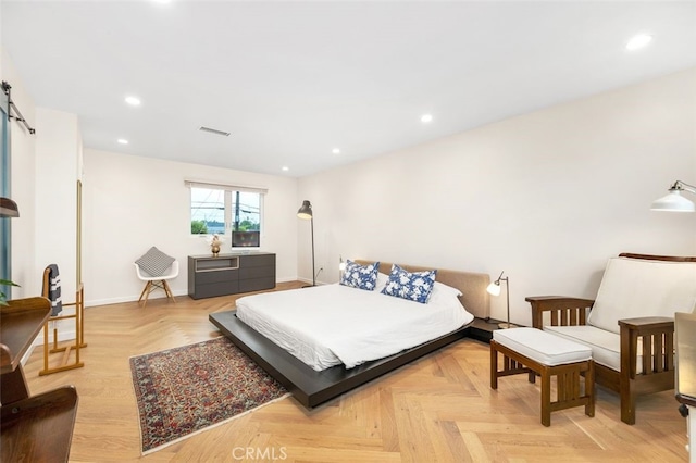 21225 Kent Ave, Torrance, CA 90503 - bedroom featuring a barn door and recessed lighting
