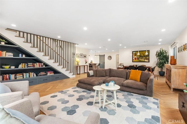 21225 Kent Ave, Torrance, CA 90503 - living room featuring stairs and recessed lighting