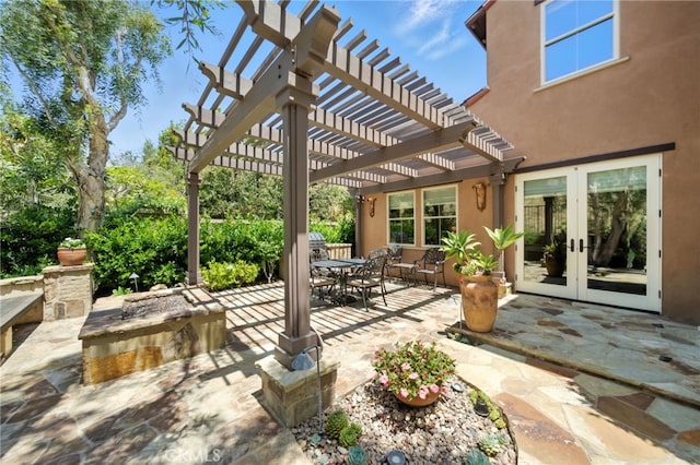 72 Shade Tree, Irvine, CA 92603 - view of patio with french doors, a pergola, and outdoor dining space