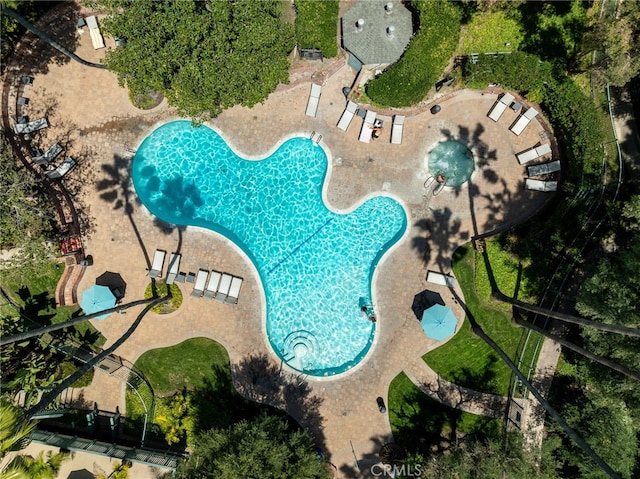 564 N Bellflower Blvd Unit 105, Long Beach, CA 90814 - aerial view of property and surrounding area with a pool area
