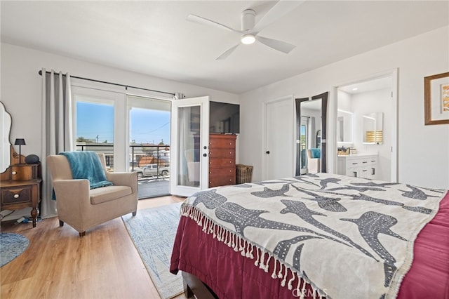 131 Gemini St, Lompoc, CA 93436 - bedroom with access to outside, light wood-style floors, and a ceiling fan