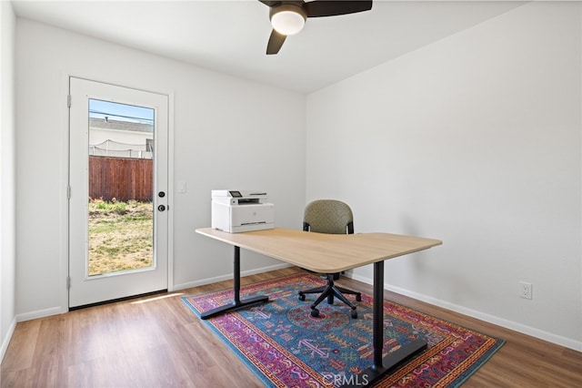 131 Gemini St, Lompoc, CA 93436 - home office featuring wood finished floors and ceiling fan