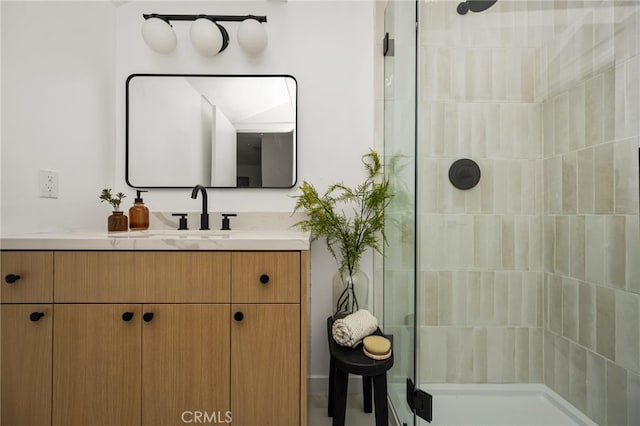 17216 Lorne St, Van Nuys, CA 91406 - bathroom featuring a tile shower and vanity