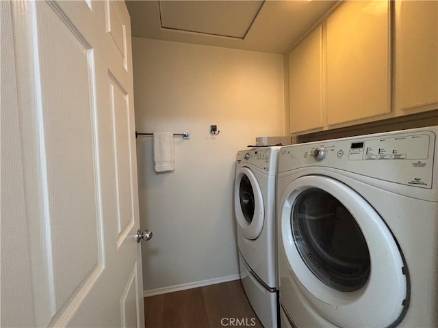 28741 La Triana, Laguna Niguel, CA 92677 - laundry room with cabinet space, wood finished floors, and independent washer and dryer