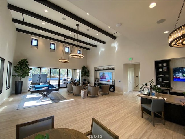 227 Carlow, Irvine, CA 92618 - community lobby with recessed lighting, a high ceiling, and beamed ceiling