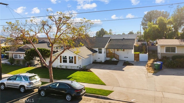 676 Alvin St, San Diego, CA 92114 - view of front facade featuring a shingled roof, a residential view, a front yard, and stucco siding