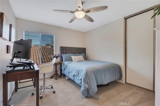 15736 Milne Cir, Moorpark, CA 93021 - bedroom featuring light colored carpet, a desk, and a ceiling fan