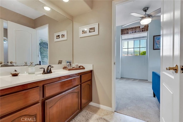 15736 Milne Cir, Moorpark, CA 93021 - bathroom with vanity and a ceiling fan