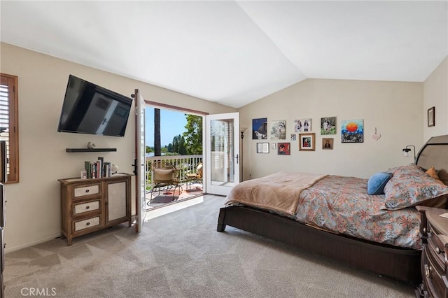 15736 Milne Cir, Moorpark, CA 93021 - carpeted bedroom featuring access to outside and vaulted ceiling