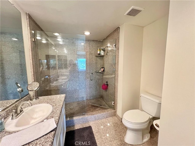 27347 Sahara Pl, Laguna Niguel, CA 92677 - bathroom featuring vanity, a stall shower, and recessed lighting