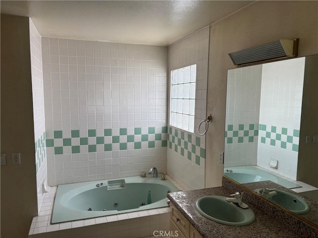 220 N Ynez Ave, Monterey Park, CA 91754 - full bathroom featuring a whirlpool tub, vanity, and tile walls