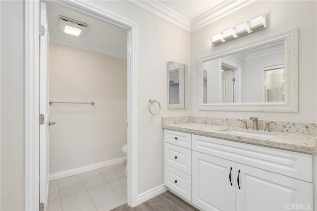 3034 Via Vis Unit A, Laguna Woods, CA 92637 - bathroom featuring vanity and ornamental molding