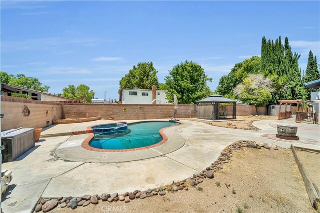 2528 Key Ct, Lancaster, CA 93536 - view of swimming pool featuring a gazebo, a fenced backyard, and a patio