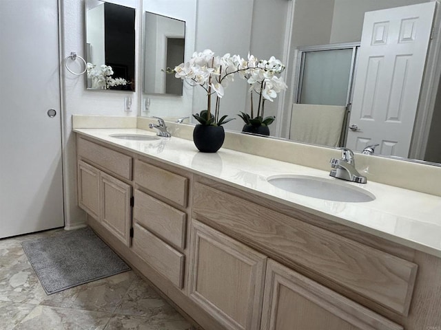 11422 Via Rancho San Diego Unit 84, El Cajon, CA 92019 - bathroom with double vanity and a stall shower