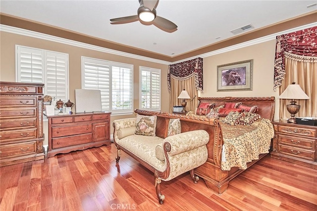 1482 Fergus, Claremont, CA 91711 - bedroom with ornamental molding, light wood-style floors, and ceiling fan