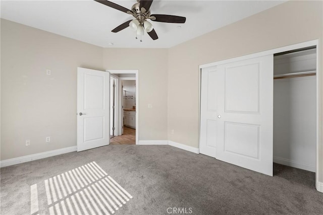 9121 6th Ave, Hesperia, CA 92345 - unfurnished bedroom with carpet, a closet, and a ceiling fan