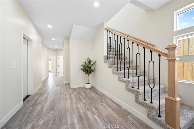 1296 Saratoga Ave, Grover Beach, CA 93433 - stairway with wood finished floors and recessed lighting