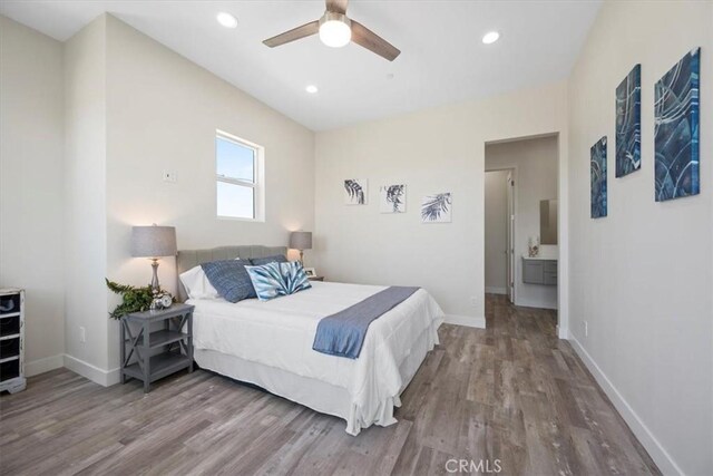 1296 Saratoga Ave, Grover Beach, CA 93433 - bedroom featuring wood finished floors, recessed lighting, and ceiling fan