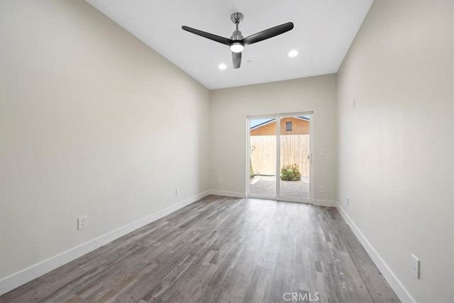 1296 Saratoga Ave, Grover Beach, CA 93433 - unfurnished room with wood finished floors, a ceiling fan, and recessed lighting