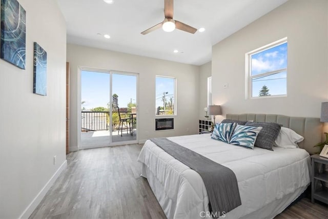 1296 Saratoga Ave, Grover Beach, CA 93433 - bedroom featuring access to outside, wood finished floors, recessed lighting, and ceiling fan