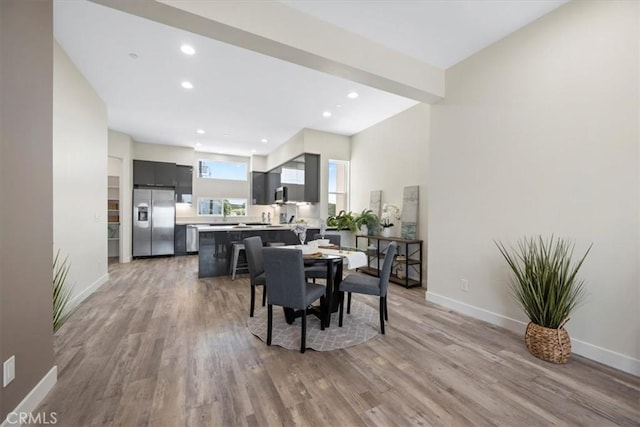 1296 Saratoga Ave, Grover Beach, CA 93433 - dining room with light wood-type flooring and recessed lighting