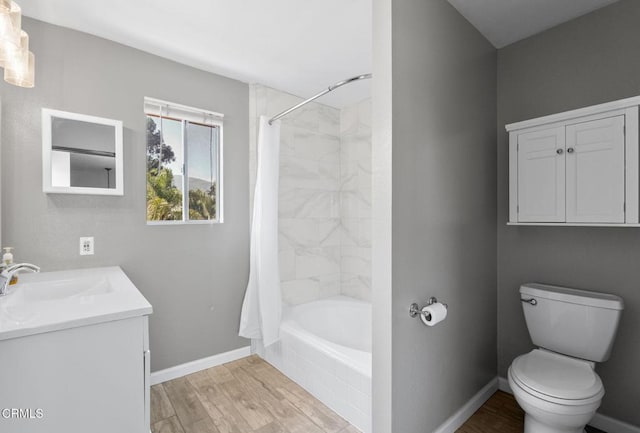 236 S 11th St, Santa Paula, CA 93060 - full bath featuring vanity, wood finished floors, and shower / bath combination with curtain