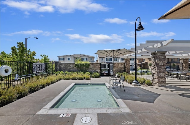 24329 Red Spruce Ave, Murrieta, CA 92562 - view of pool featuring a residential view, a pergola, and a patio