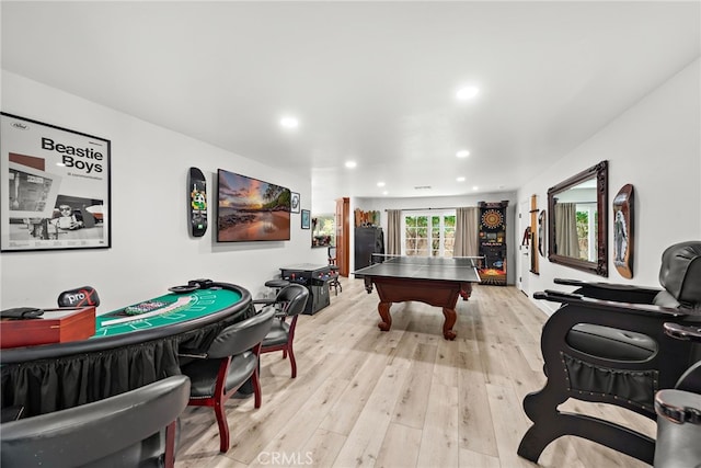 28536 Paseo Diana, San Juan Capistrano, CA 92675 - recreation room with billiards, light wood-style flooring, and recessed lighting