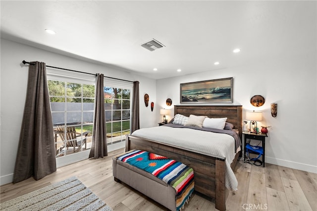 28536 Paseo Diana, San Juan Capistrano, CA 92675 - bedroom featuring access to outside, recessed lighting, and light wood-type flooring