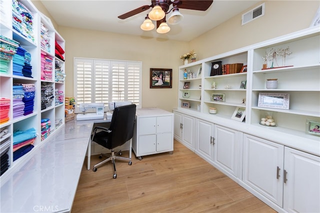 27448 Bridgewater Dr, Valencia, CA 91354 - office space featuring ceiling fan and light wood-style floors