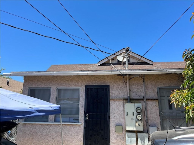 1248 Rolland Curtis Pl, Los Angeles, CA 90037 - exterior view of stucco siding and electric meter