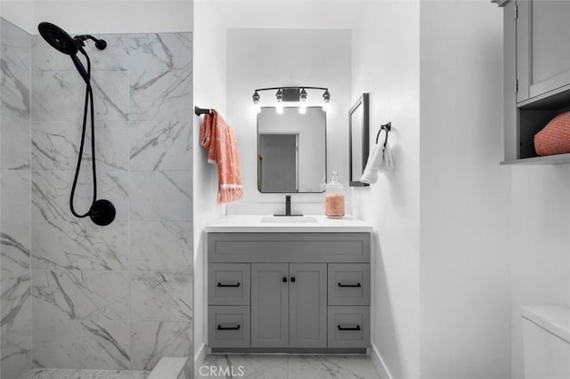 1200 Opal St Unit 7, Redondo Beach, CA 90277 - full bath with marble finish floors, a marble finish shower, and vanity