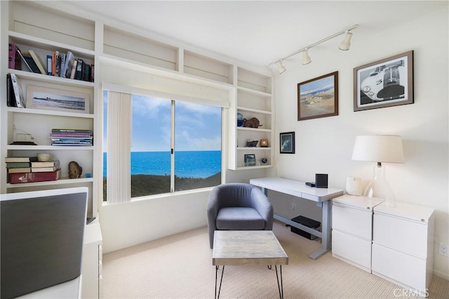 46 Saint Tropez, Laguna Niguel, CA 92677 - office with carpet, a water view, track lighting, and built in features