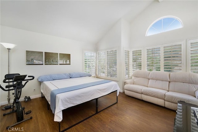 46 Saint Tropez, Laguna Niguel, CA 92677 - bedroom with high vaulted ceiling and wood finished floors