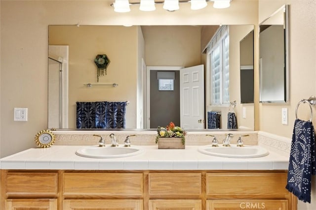 1044 Sleepy Hollow Rd, Paso Robles, CA 93446 - bathroom featuring double vanity and a shower with shower door