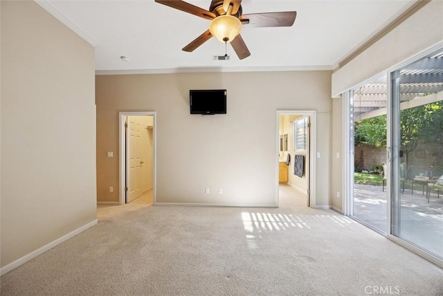 1044 Sleepy Hollow Rd, Paso Robles, CA 93446 - unfurnished room featuring carpet, crown molding, and a ceiling fan